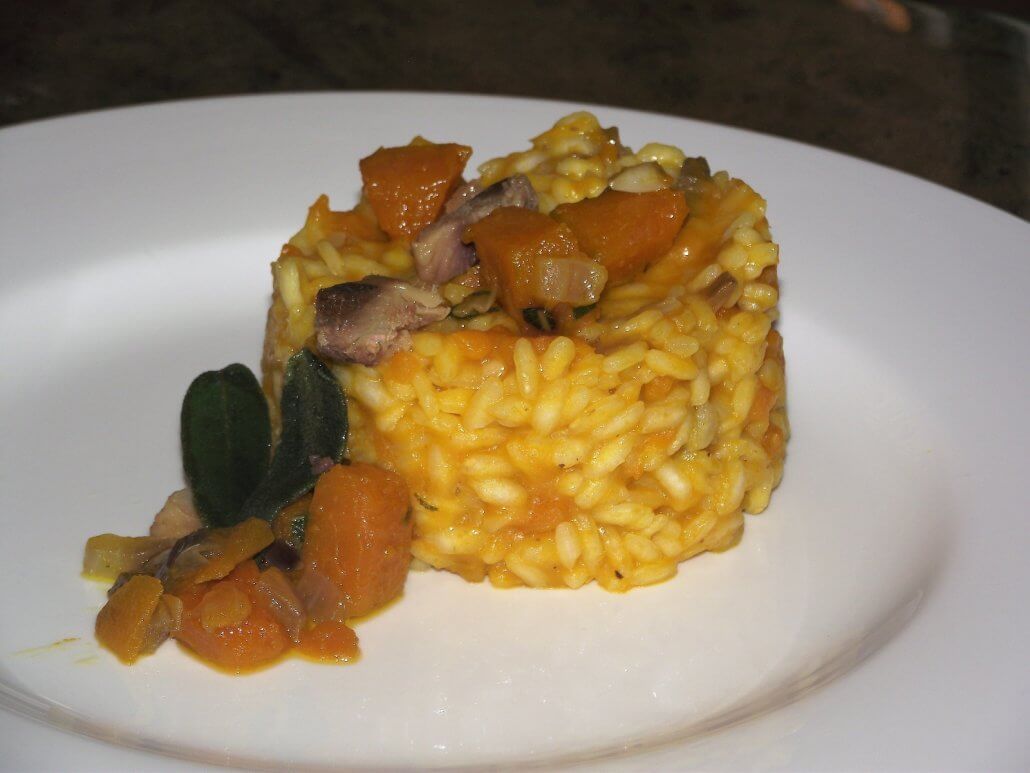 Pumpkin and bacon risotto