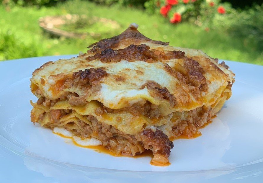 Lasagna bolognese on the plate