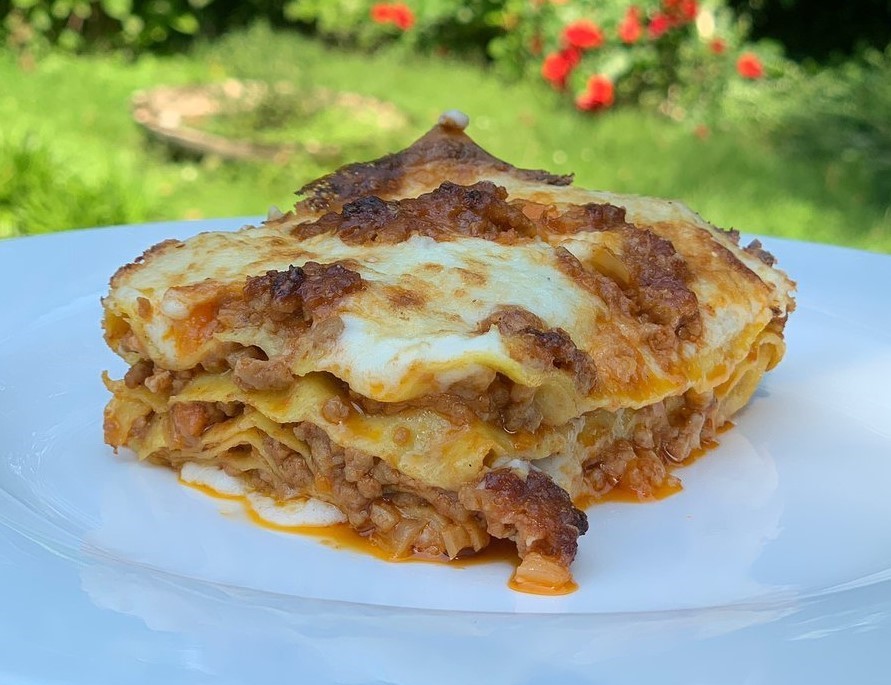 Lasagna bolognese on the plate