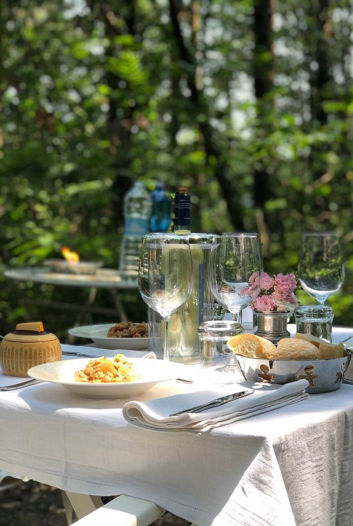 table for two in the woods